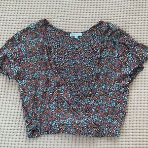 Cropped Floral Print Top